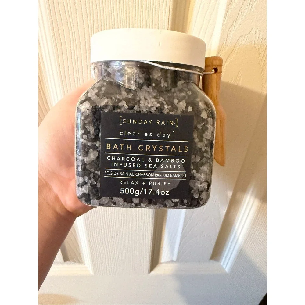 Sunday Rain NEW Clear As Rain Charcoal & Bamboo Infused Bath Crystals 17.4oz